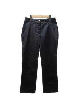 Versace Leather Pants Wide Straight M Black 40